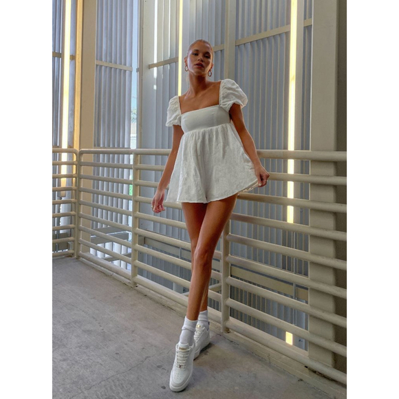 Women's Princess Polly White Mini Dress Size 4 Lorna Romper White - Picture 2 of 8